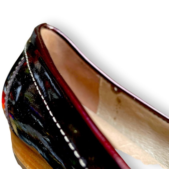 Circa Joan & David Burgundy Patent Leather Shoes Loafers Shiny Wine Flats Size 9 - Picture 3 of 6